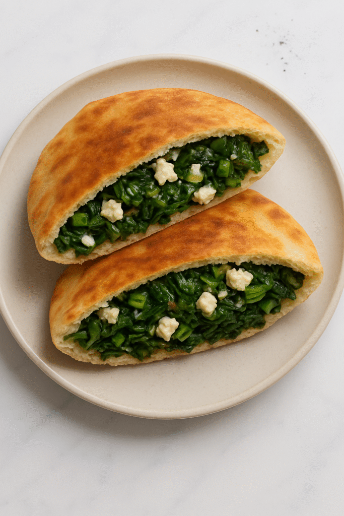 Spinach and Feta Stuffed Pita
