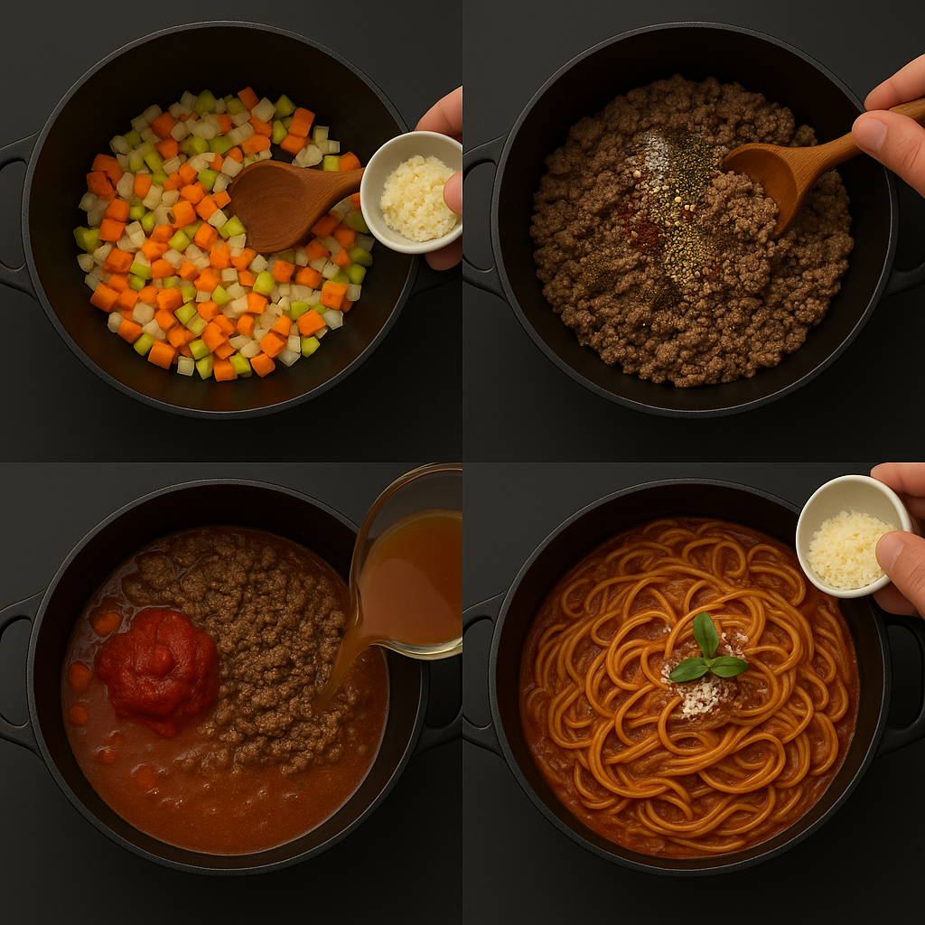 One-Pot Spaghetti Bolognese step by step